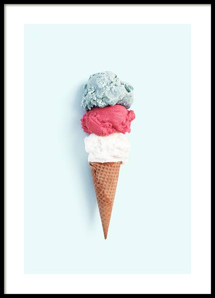 Tricolore Ice Cream Poster in the group Posters & Prints / Kitchen at Desenio AB (12837)