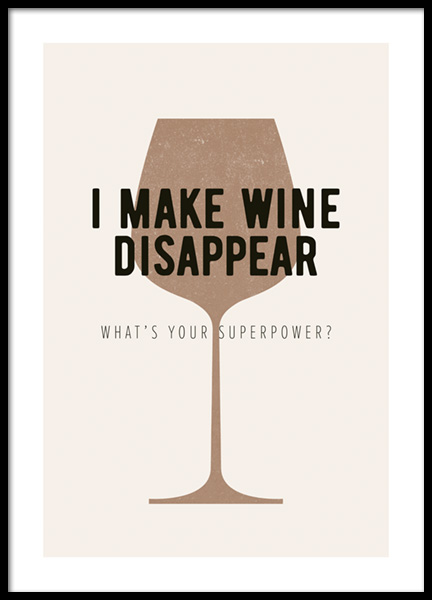 Make Wine Disappear Poster - Make wine disappear quote - desenio.com