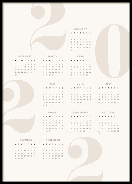Calendar 2022 Beige Poster