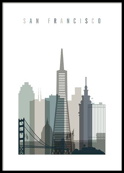 San Francisco Skyline Poster in the group Posters & Prints / Graphical at Desenio AB (2349)