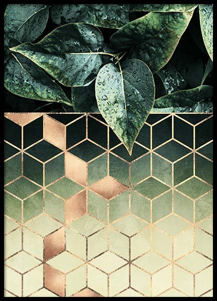 Leaves And Cubes Poster in the group Posters & Prints / Art prints at Desenio AB (2813)