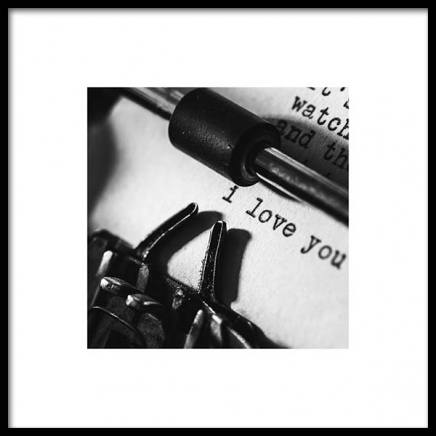I Love You Typewriter Poster in the group Posters & Prints / Black & white at Desenio AB (3334)