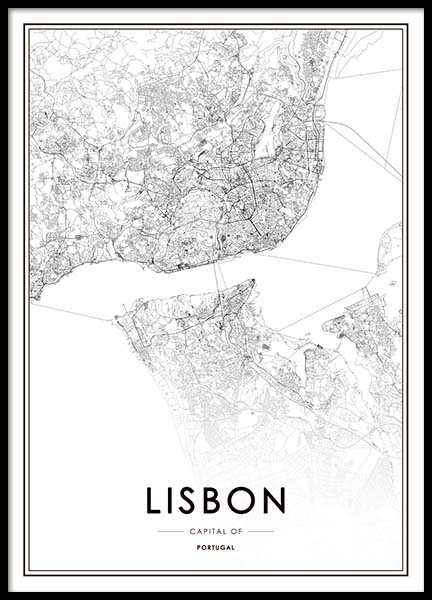 Lisbon Map Poster in the group Posters & Prints / Black & white at Desenio AB (3354)
