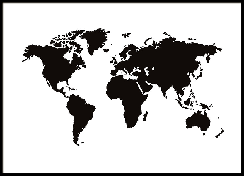 World Map Poster Black And White Posters With Maps Desenio Com