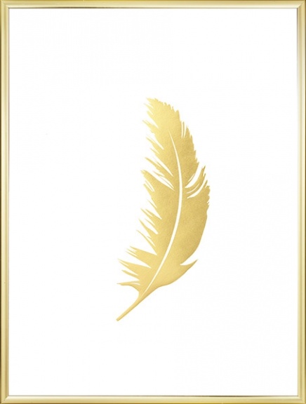 Stylish poster with feather in gold