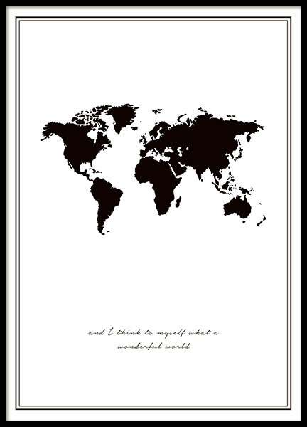 Poster with world map | black and white posters online | 0