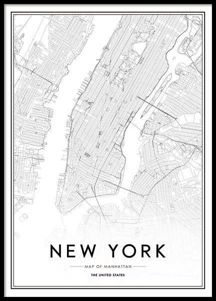 New York City Map Black And White Poster With New York Map – Desenio.com