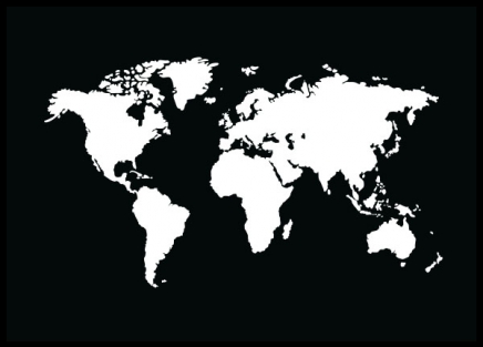 world map black poster world map white