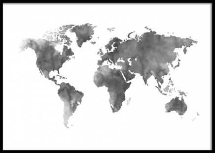 World Map Grey Watercolor, Poster in the group Posters & Prints / Maps & cities at Desenio AB (8453)