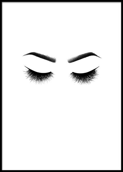 Black-and-white poster of flirtatious eyelashes from desenio.com