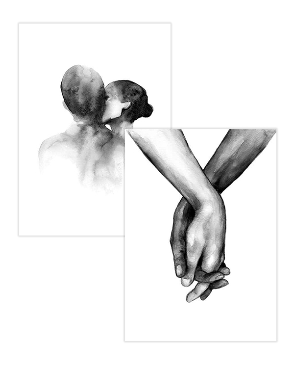 –  Monochrome art prints with a romantic feel