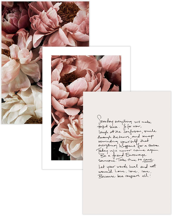 – Romantic art prints in pink and beige