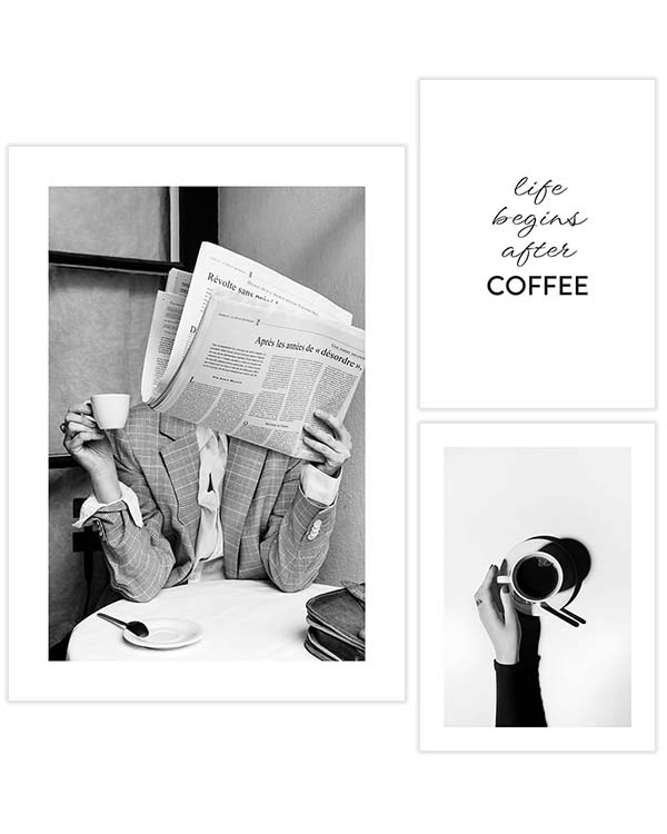 – Black and white coffee art prints