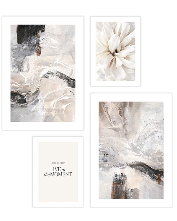 – Abstract poster pack collection with beige paintings