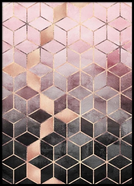 Pink Grey Gradient Cubes Poster in the group Posters & Prints / Art prints at Desenio AB (pre0016)