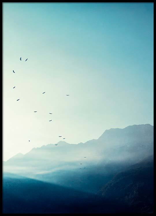 mountains at sunrise poster