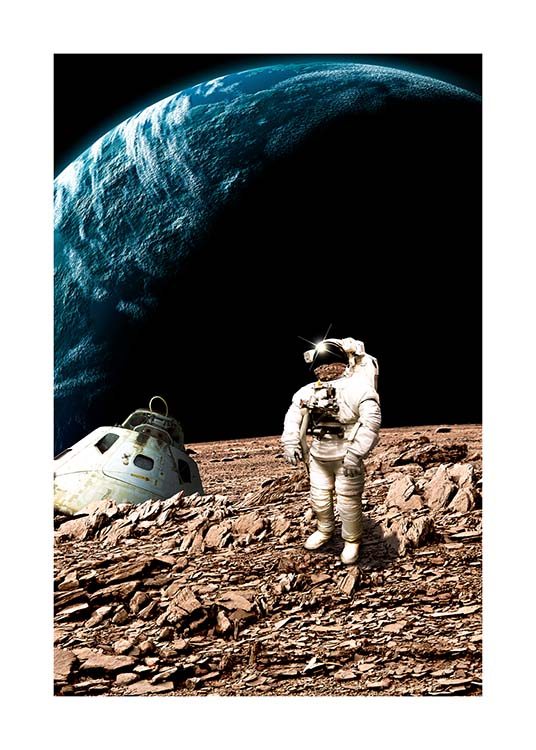Astronaut On Moon Poster / Kids posters at Desenio AB (10117)