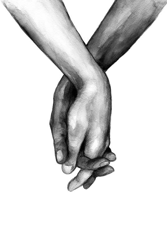 Watercolor Hands No1 Poster Holding Hands Desenio Com