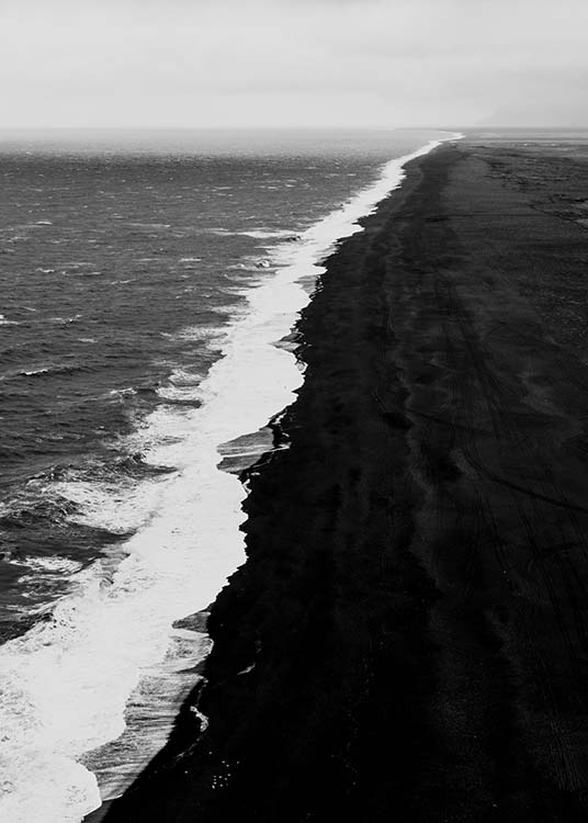 Black Beach Aerial Poster / Black & white at Desenio AB (10237)