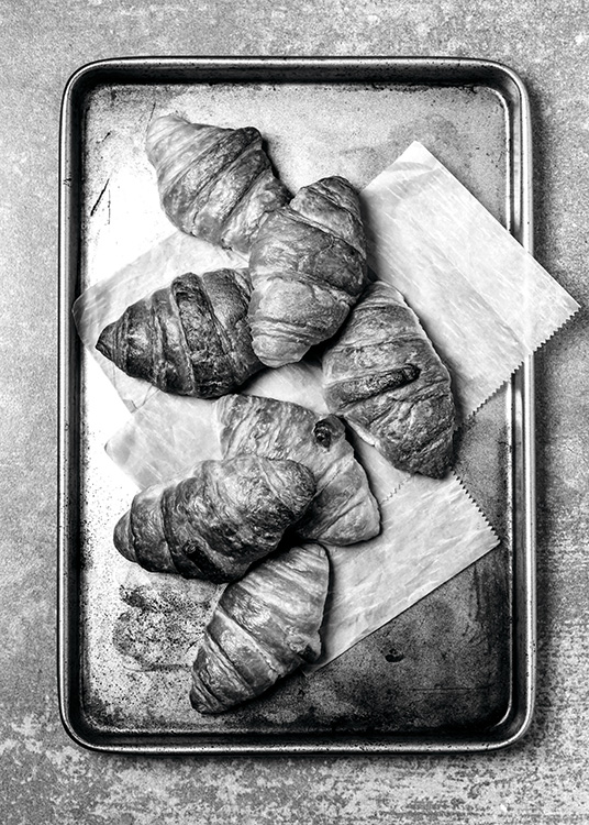Croissants On Tray Poster / Black & white at Desenio AB (11273)