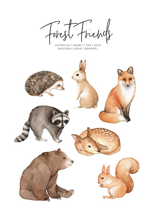 Forest Animals Poster / Kids posters at Desenio AB (11378)