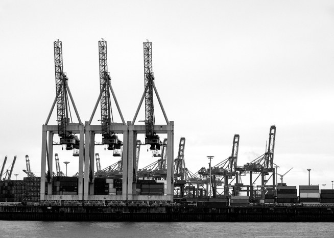 Port of Hamburg Poster / Black & white photography at Desenio AB (11394)