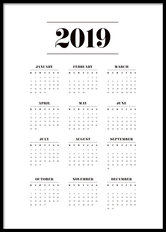 calendar 2019 poster caklender