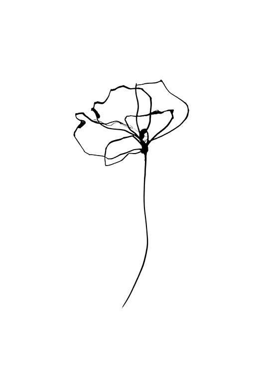 Line Flower No4 Poster / Black & white at Desenio AB (11768)