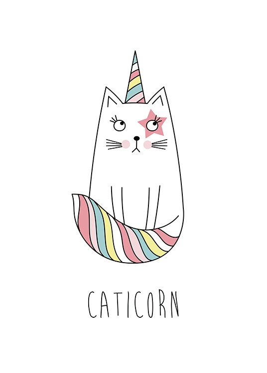 White Caticorn Poster