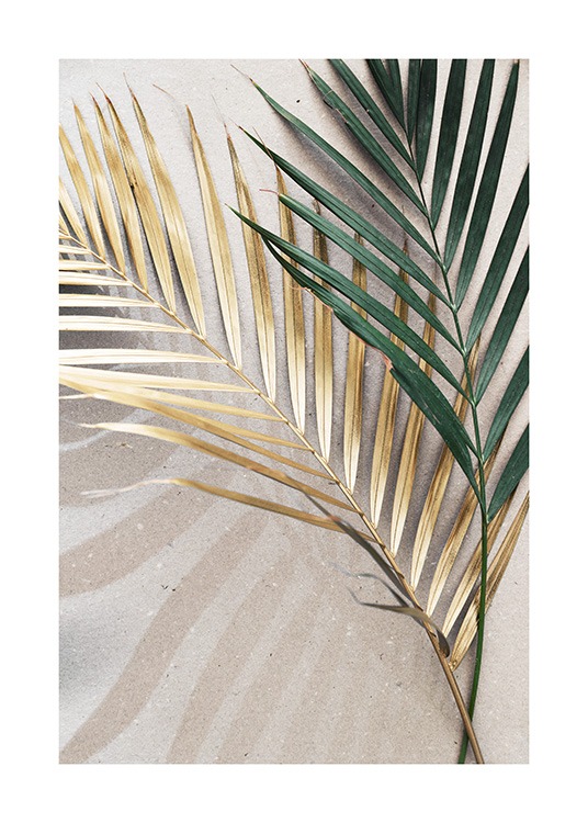 Golden Leaves Poster Palm Leaves Desenio Com