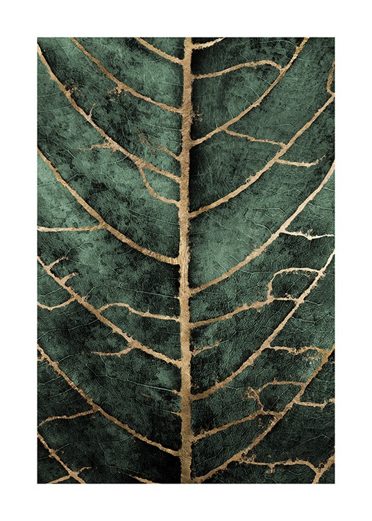 Golden Green Leaf Poster / Art prints at Desenio AB (12266)