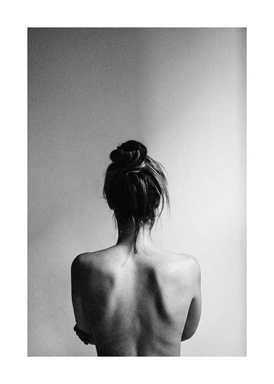 Girl with Hair Bun Poster / Black & white at Desenio AB (12377)