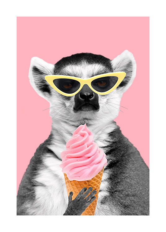 Lemur With Ice Cream Poster / Kids posters at Desenio AB (12477)