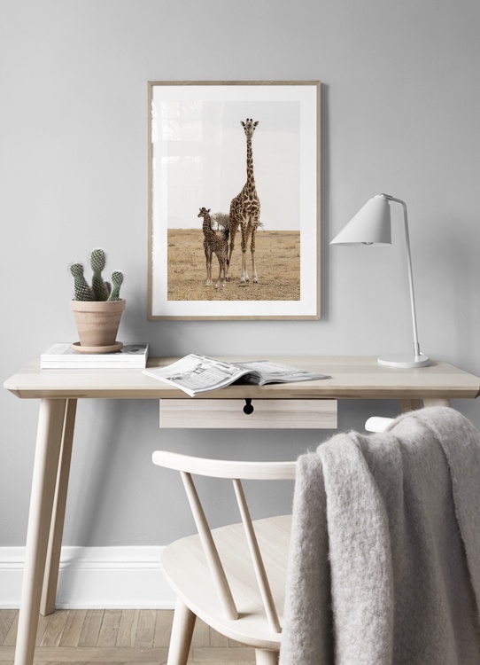 Mother and Baby Giraffe Poster