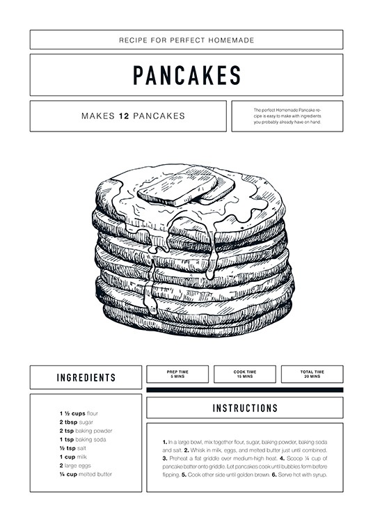 Pancake Recipe Poster / Text posters at Desenio AB (12671)