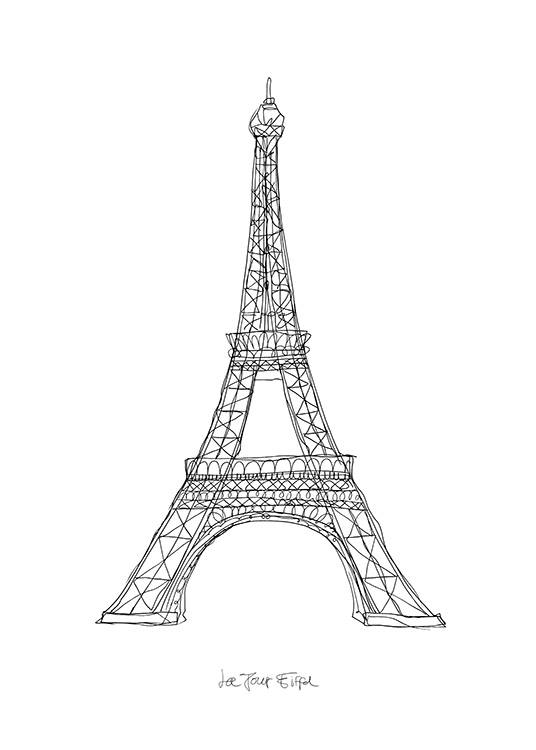 La Tour Eiffel Poster / Black & white at Desenio AB (12920)