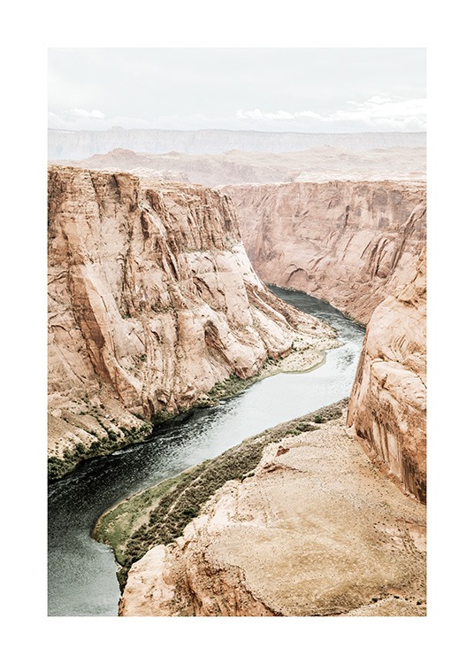  – Photograph of river flowing through canyon landscape, from above