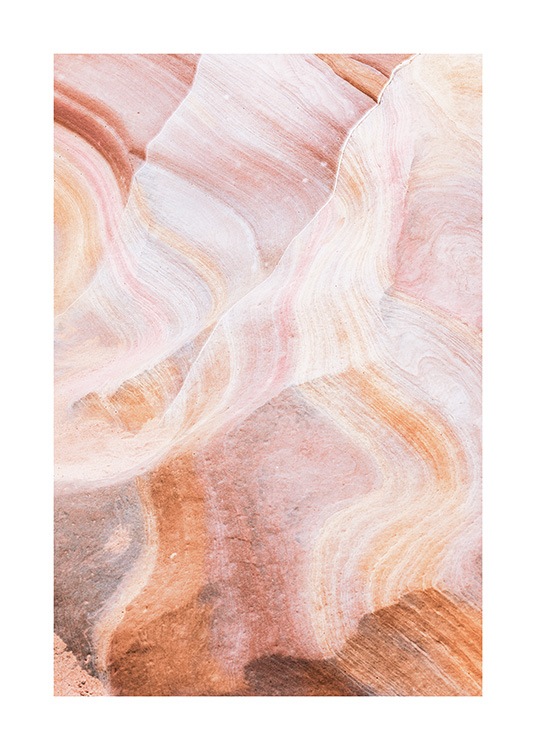  – Photograph of wave pattern on a rock in pink and orange