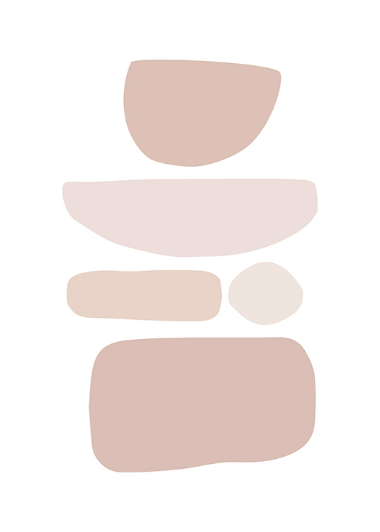 Abstract graphical illustration with shapes in different forms in pink and beige