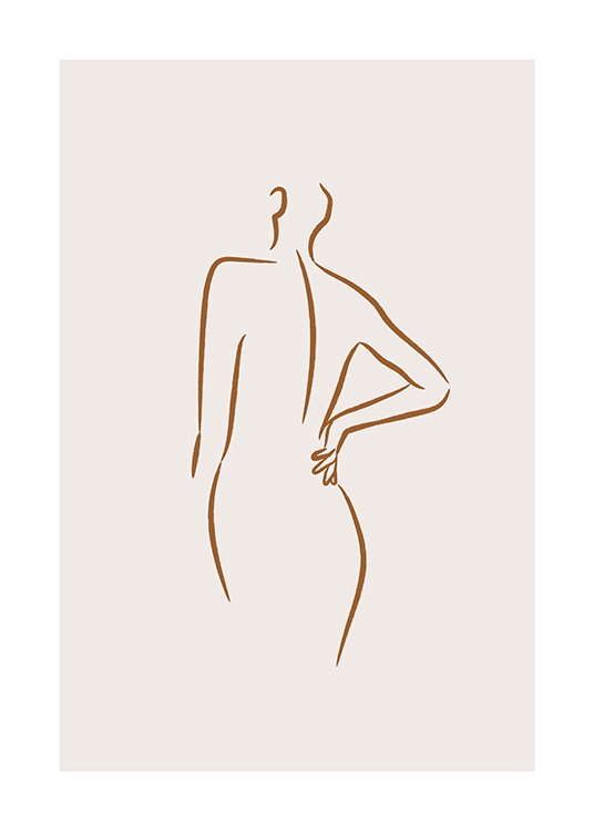 Illustrated body in bold line art on beige background