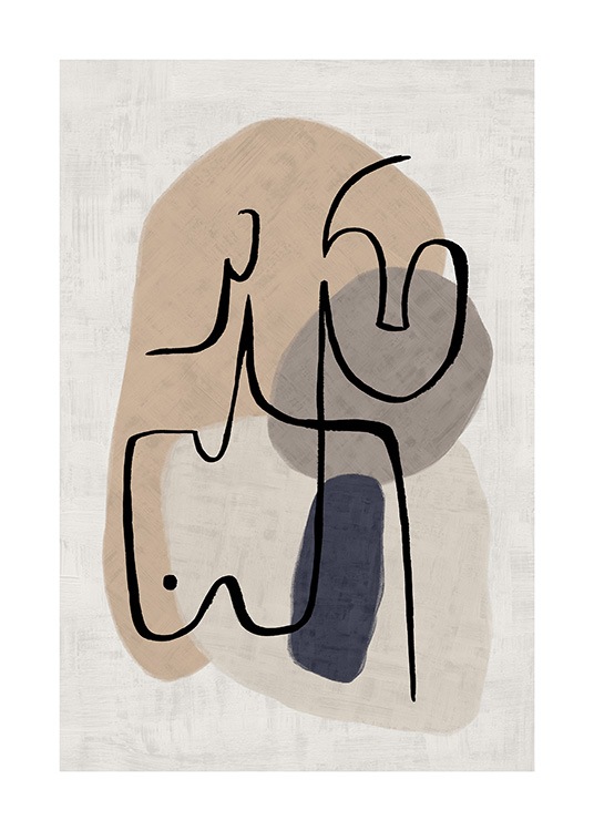  - Graphical illustration with abstract lines forming a body and shapes in the background