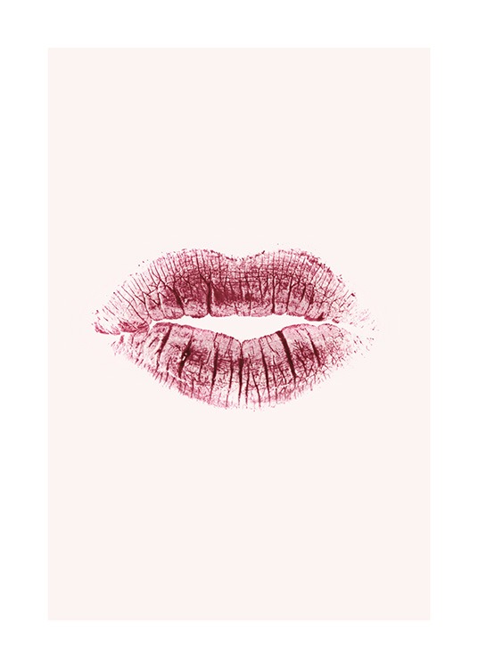  - Impression of a lipstick kiss with pink lipstick on a light pink background