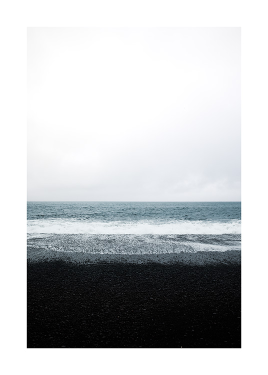  - Photograph of black sand beach and ocean in Iceland