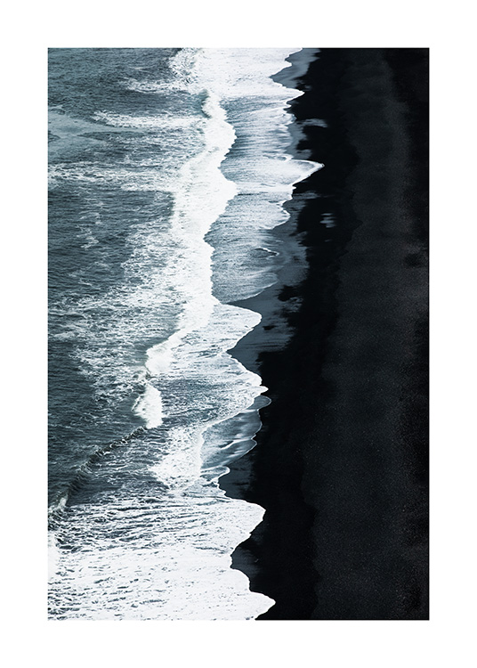  - Photograph of ocean waves and black sand beach in Iceland
