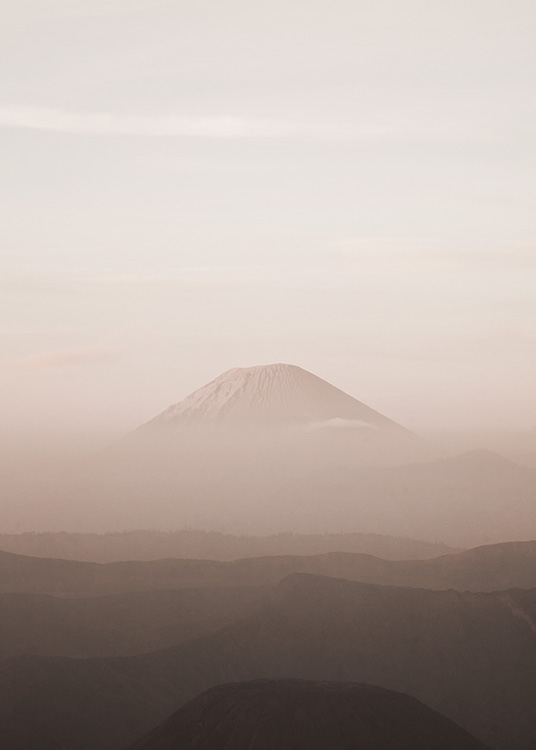  - Nature print with photograph of a foggy view of Mount Semeru in Indonesia