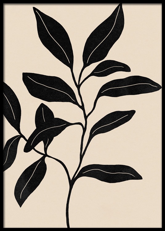 Painted Leaves No1 Poster - Black leaves - Desenio.com