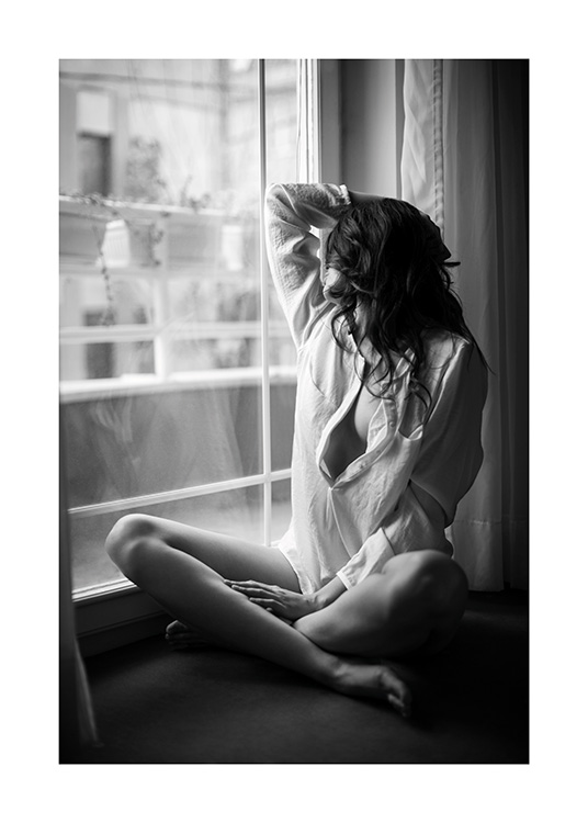 Girl on the Floor Poster / Black & white photography at Desenio AB (13704)