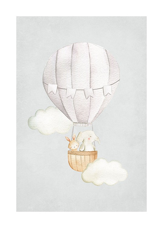 Hot Air Balloon No1 Poster / Animal illustrations at Desenio AB (13715)