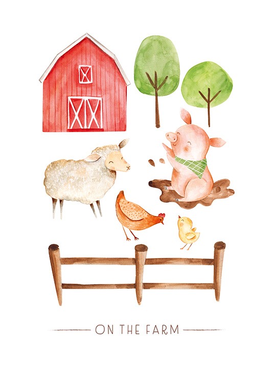 On the Farm No2 Poster / Animal illustrations at Desenio AB (13720)