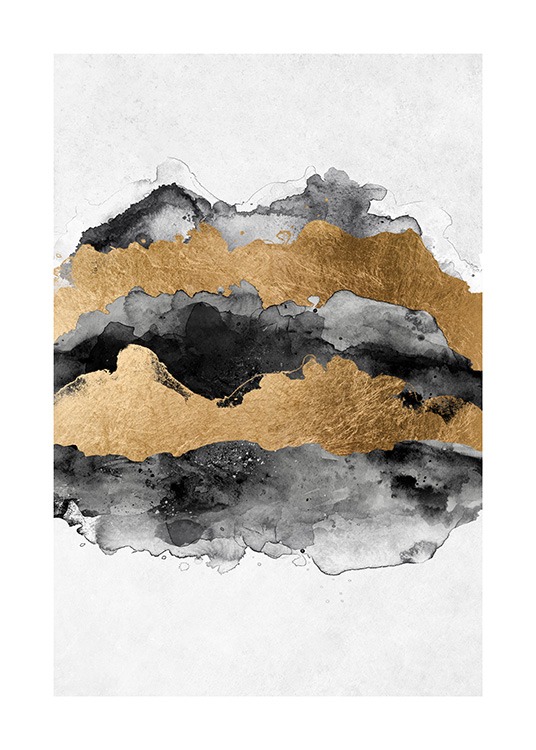 Gold Aquarelle Poster / Abstract wall art at Desenio AB (13761)